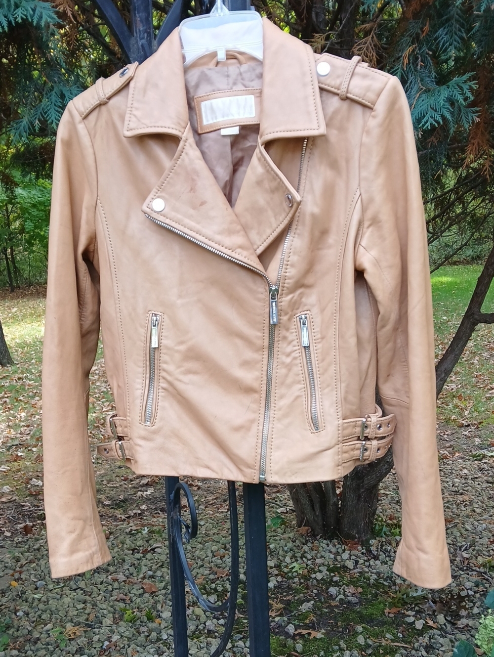 Michael Kors cropped leather motorcycle jacket. Sz S
